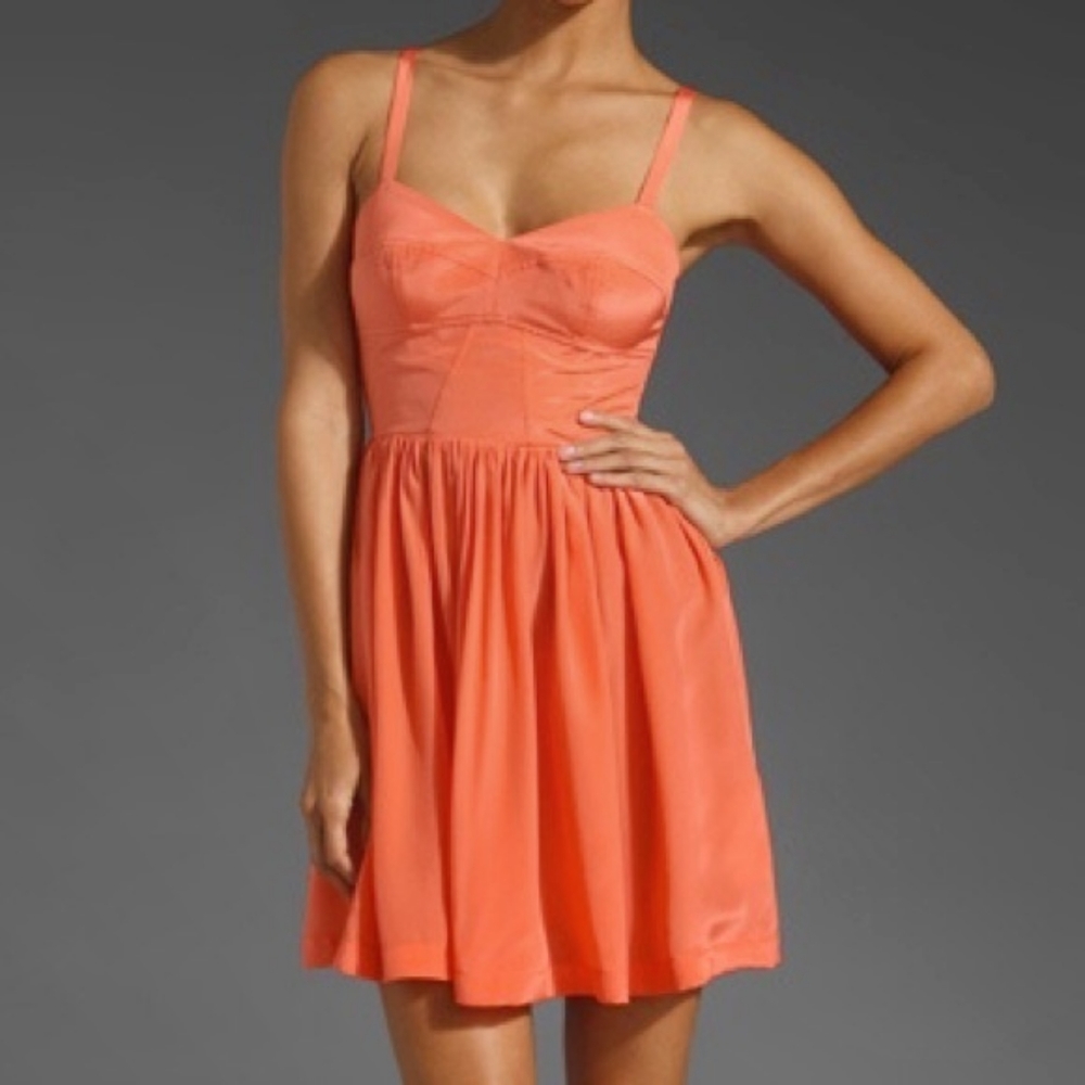 Amanda Uprichard Silk Champagne Dress Orange Size Small